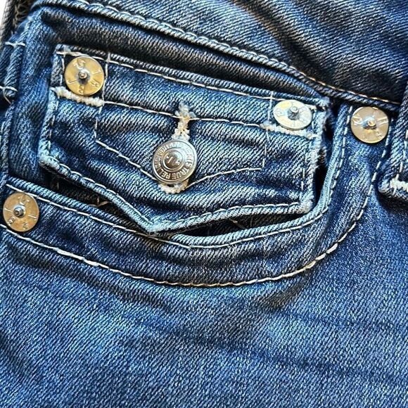 True Religion World Tour Capri Jeans Blue Denim Womens Size 28 - Picture 8 of 9